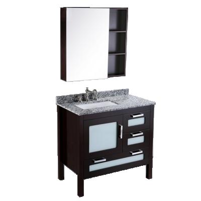 China Modern Bathroom Environmental Marble Glass Door Design Modern Bathroom Vanity With Mirror Cabinet YX-C0161 for sale