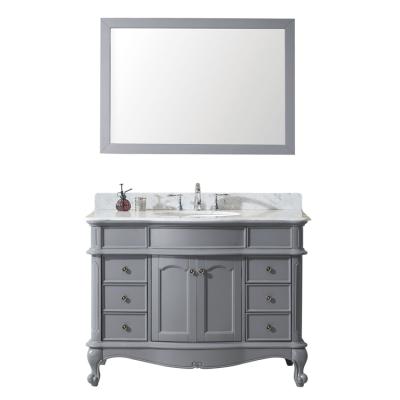 China Contemporary 48 Inch Arch Door Bathroom Vanity Carrara Marbel Contemporary Wood Top Freestanding Ceramic Sink Vanity for sale