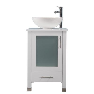 China Durable Classic White Single Sink Bathroom Cabinet Vanity With Legs for sale