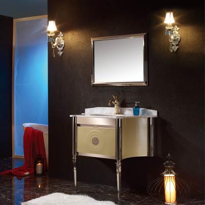 China 2019 Modern Asian New Style Solid Surface Stainless Steel Bathroom Vanity Cabinet for sale