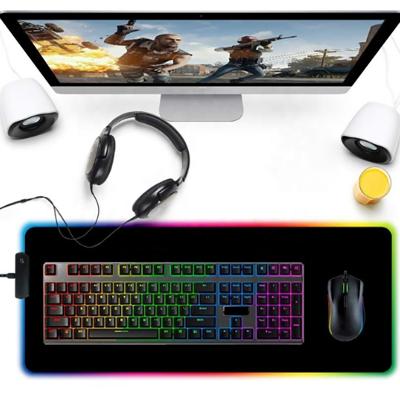 China Comfortable 300*800*4mm Custom Lighting Colorful RGB Mouse Pads Led Gaming USB Non-Slip Mouse Pad for sale