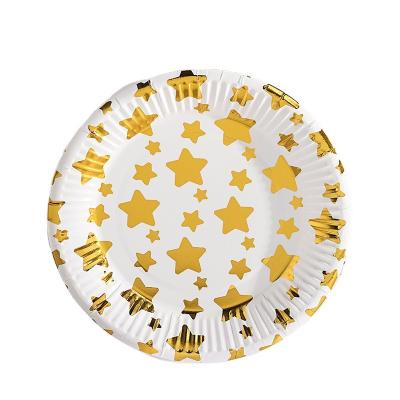 China Disposable Personality Customization Paper Plate The Gold Waves Party Cake Decorative Paper Plates for sale