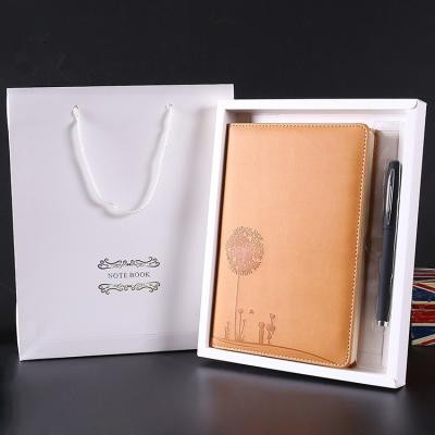 China Promotional PU leather hardcover book foil stamping office stationery printing notebook luxury gift set/chool/office for sale