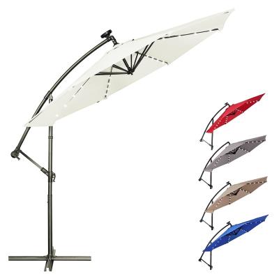 China Minimalist Beach Umbrella 10FT Outdoor Cantilever Umbrellas Outdoor Patio With LED Lights for sale