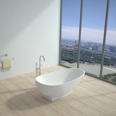 China Large Bathtub Eco - Friendly Resin Material Stone Square Bathtub Solid Freestanding Bathtub for sale