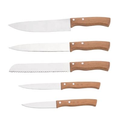 China Sustainable Hot Sale Amazon 5 Pieces Stainless Steel Kitchen Knife Yangjiang With Bamboo Handle for sale