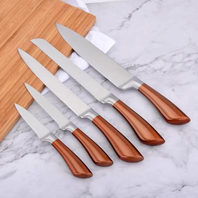 China Viable high quality hollow handle with kitchen knife colorful coating set for sale