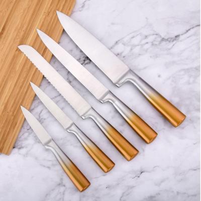 China Viable High Quality Hot Sale Colored Cavity Handle Paint Blade With S/S Block 6pcs Kitchen Knife Set for sale