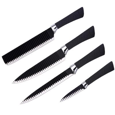 China Good Quality Cutter 6-Piece Stainless Steel Chef Knife Set Kitchen Corrugated Corrugated Non-Stick Knife Set for sale