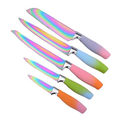 China Factory Price Sustainable 6 Piece Chef Cooking Set Knives Eco Friendly Colorful Set for sale