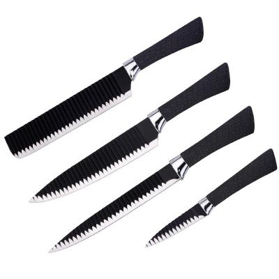 China New Arrival Sustainable 6pcs Stainless Steel Kitchen Knife Set Black With PP Handle for sale