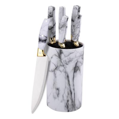 China Hot Selling Popular Viable PP Handle With Marbling Coating With Flexible Stander 6pcs Kitchen Knife Set for sale