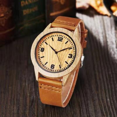 China Newest 2021 Newest Fashion Leisure Quartz Watch Japanese Wooden Case Quartz Movement Small Dial 100% Leather Watch for sale