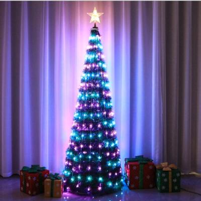 China Wholesale Decor LED Indoor/Outdoor Colorful Christmas Tree Lights RGB Classic Modern Holiday Waterproof Leather Xmas Tree Lights for sale