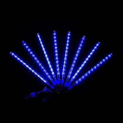 China Custom Christmas Lights String Connectable 30 50 80cm Outdoor Multi-Color Waterproof USB Solar Plug In Led Hanging Meteor Rain for sale