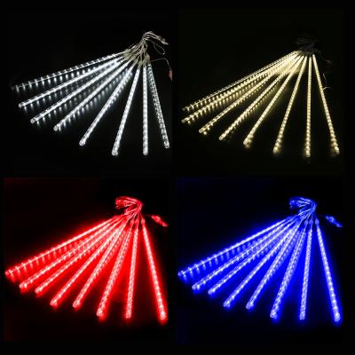 China Outdoor Waterproof Solar Power Meteor Rain Lights 30cm 50cm 80cm USA EU Plug Red Green Blue Solar Icicle Lights Holiday Party/Wedding/Christmas Decoration String Lights for sale