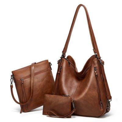 China Other EG580 Guangzhou High Quality PU Leather 3 In 1 Set Bags Top Grade Women Handbags for sale