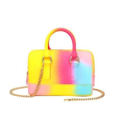 China Factory CL034 Fashionable Shoulder Bag PVC Macaron Bucket Female Portable Wholesale Colorful Jelly Bag for sale