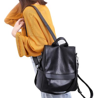 China Fashion BP006 Custom Made PU Brown Black Soft Leather OEM Purse Backpack Women Waterproof for sale