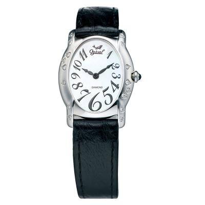 China Women Classic Black Band Sapphire Glass Quartz Leather Watch for sale