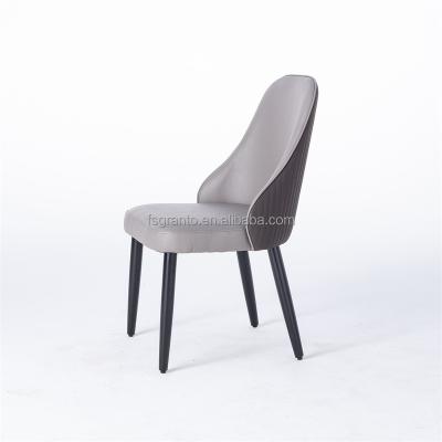 China Comfortable High End Indoor Dining Chair Living Room Furniture Easy Clean Gray PU Seat Chair for sale