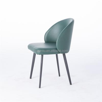 China Comfortable High End Peacock Green PU Chair Indoor Living Room Furniture Easy Clean Seat Dining Chair for sale