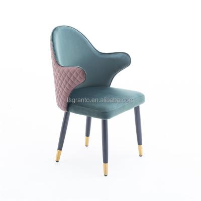 China Comfortable Luxury Velvet Indoor Living Room Furniture Atrovirens PU Seat Chair Dining Chair for sale