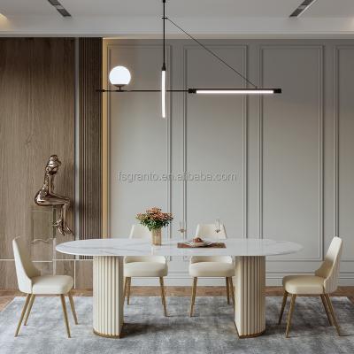 China Easy Clean Hot Sale Home Use Dining Table Furniture Stainless Steel Marble Top Table for sale