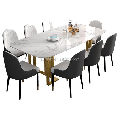 China Easy Clean Hot Sale Marble Dining Table Frame Stainless Steel Furniture Top Table for sale