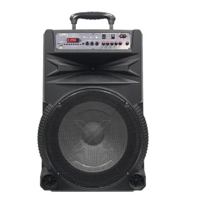 China USB/TF/BT/FM/Bluetooth Karaoke Portable 15 Inch Trolley Speaker AUX System. PA with Wireless MIC, Remote Control, FM Radio and AUX/TF/USB for sale