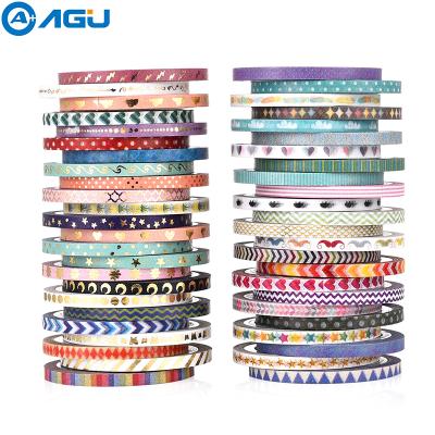 China AAGU Planner Design 3mm*5m Thin Japanese Custom Aluminum Washi Tape Office Supplies Skinny Washi Tape Set for sale