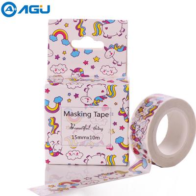 China Hand-tear AGU 24 Patterns 15mm*10m Box Pack Cute Animal Washi Tape Colorful Unicorn Washi Tape Cute Animal Tape for sale