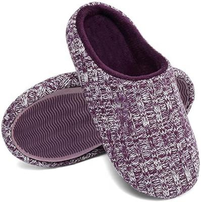 China 2021 Fashion Trend Customized New Design Warm Winter Women Indoor Soothe Soft Knitted Fleece Slippers Slippers For Women Men for sale