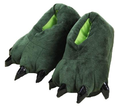 China CUSHIONING Custom Cartoon Animals Claw Paw Shape Plush Indoor Home Party Slippers for sale