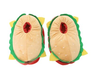 China CUSHIONING Custom Stuffed Hamburger Shape Indoor Soft Slipper Funny Plush Shoes Can Be Customized for sale