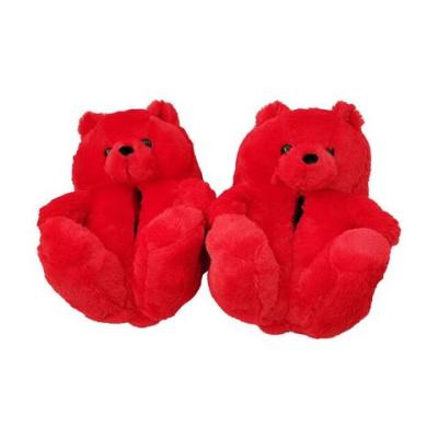 China CUSHIONING Lovely New 2021Hotsale Cartoon Custom Indoor Rainbow Color Teddy Bear Plush Slipper Home Slipper For Women Men for sale