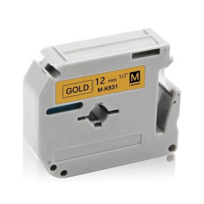 China COMPATIBLE 12mm MK831 Mk 831 Black on Gold Label Tapes for PT-65 PT-70 PT-80 PT-90 PT-M95 PT-100 PT-110 PT-45M Label Printer for sale