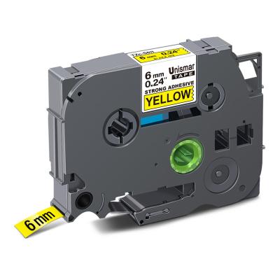 China 6mm 8m COMPATIBLE TZe-S611 Black On Yellow Compatible Brother P Contact Label Tape for sale