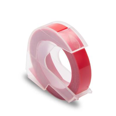 China COMPATIBLE 12mm 3D Embossing Tape Label Maker Plastic PVC Label White On Red For DYMO 1610 12965 1880 1540 Motex E101 for sale