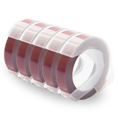 China COMPATIBLE Embossing 3/8 Inch Tape Replacement Dymo 3D PVC Label White On Brown Red For DYMO 1610 12965 1880 1540 Motex E101 for sale