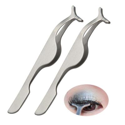 China Special Hot Sale Stainless Steel False Eyelash Tweezers Lashes Applicator Clip Makeup Tool for sale