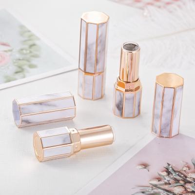 China Lipstick bottles spot wholesale eight noodles marbling empty manual octagonal lipstick tube diameter 12.1 mm for sale