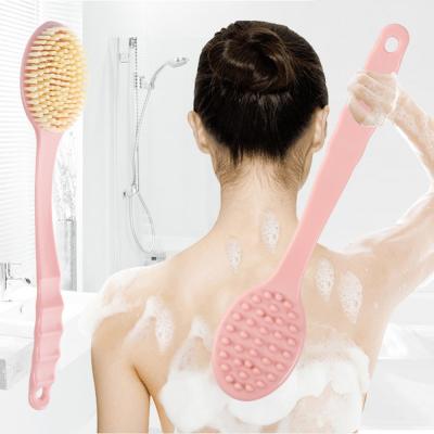 China “All Natural Long Handled Bath Brush Massage Long Handled Practical Durable Soft Skin Exfoliation Shower Body Cleansing Brushes for sale