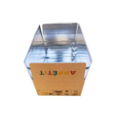 China Heat Insulation Recyclable Custom Stackable Aluminum Cardboard Paper Box For Frozen Food Meat Seafood Shipping for sale