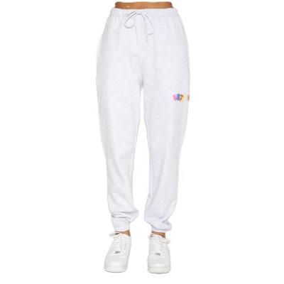 China oversized fleece Autumn Heavyweight Women Sweatpants Drawstring Jogger Logo Anti-Wrinkle Puff Print Sweatpants Bases Custom Wholesale for sale