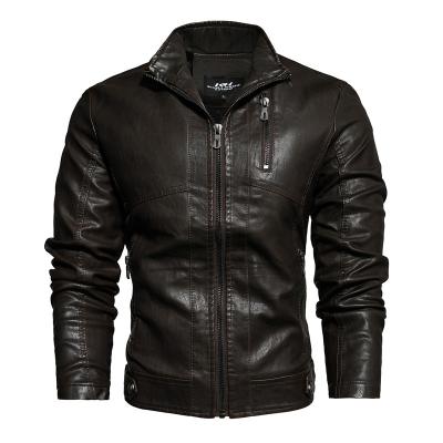 China Wholesale Men's Winter Breathable Leather Jacket Men's PU Leather Jacket Plus Plush Men's Coat Motorcycle Leather Jacket for sale