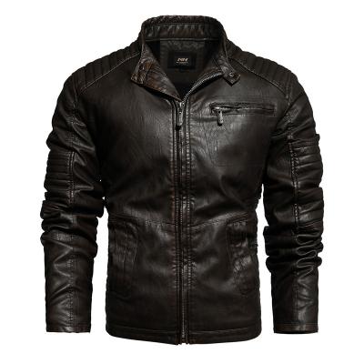 China Winter Hot-selling Men's PU Leather Jacket European American Wind Motorcycle Clothing Men's Simulation Breathable Leather Jacket for sale