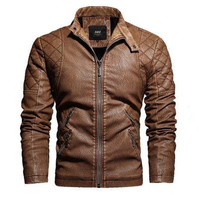 China European and American style breathable men's leather jacket leather jacket men's fashion tailored PU motorcycle locomotive leather jacket for sale