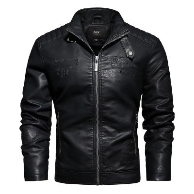 China High Quality Men's PU Leather Jacket Men's Breathable Embroidered Motorcycle Leather Jacket Coat For Men for sale