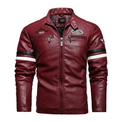 China European American Men's Breathable Winter Motorcycle Racing Leather Coat Embroidered Men's Coat Thin Single Layer Motorcycle Leather Jacket for sale